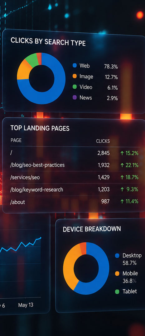 A picture featuring a series of Google analytical charts.