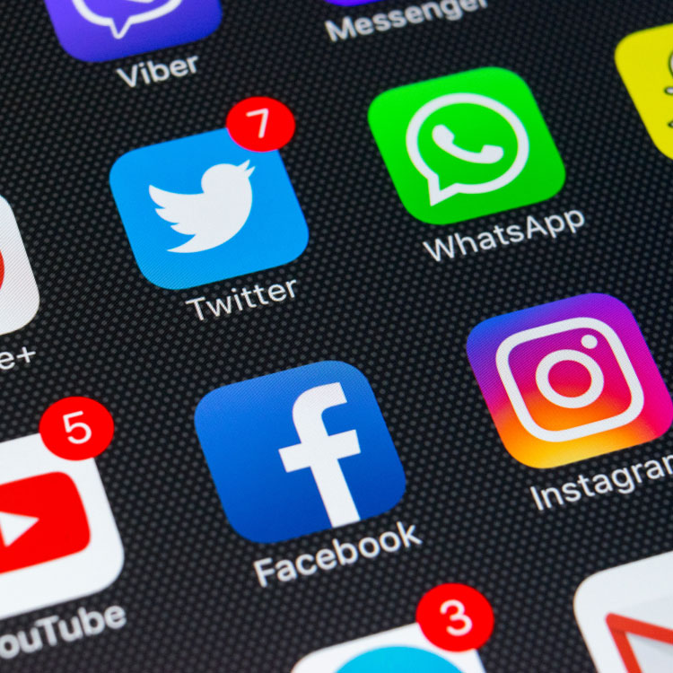 A picture featuring a series of social media icons.