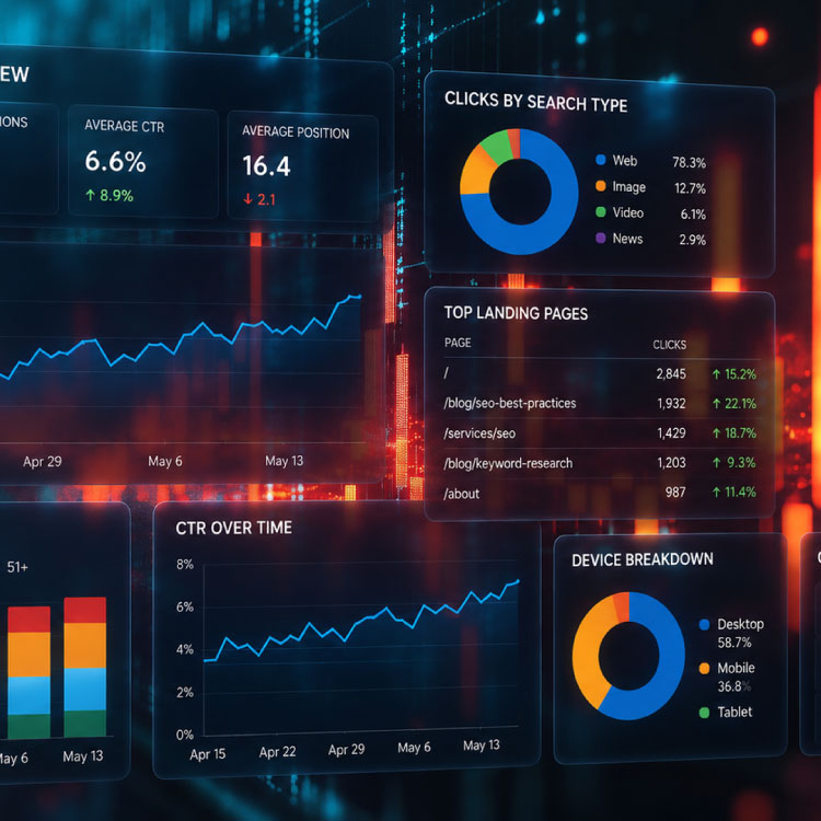 A picture featuring a series of Google analytical charts.
